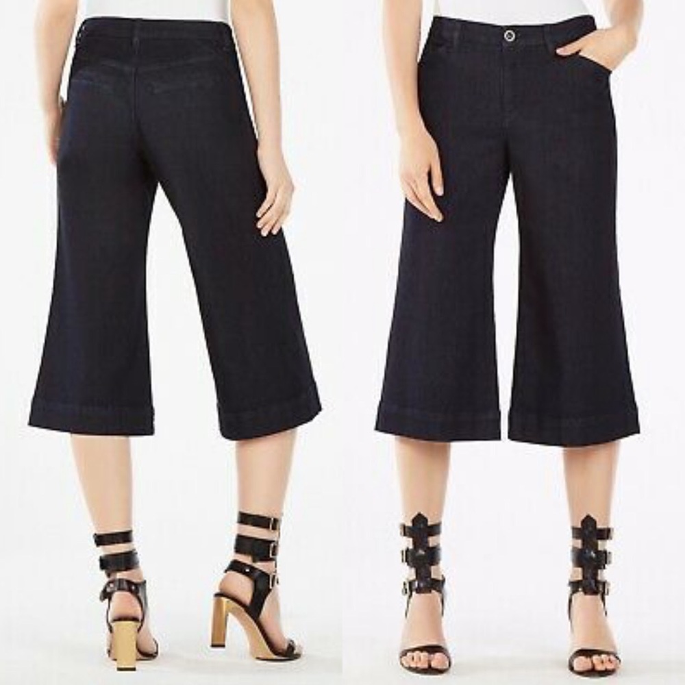 BCBG MaxAzria Denim Culotte Wide Leg Pants